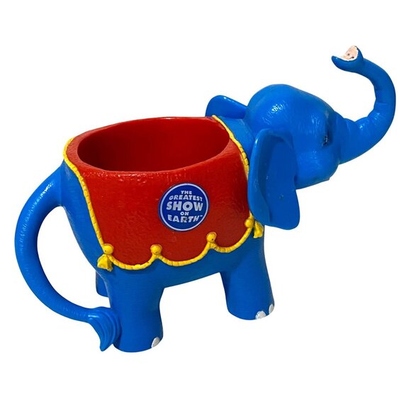 Vintage Ringling Bros Kids Happy Elephant Cup Mug Drink Holder Planter PVC Blue - Picture 3 of 6
